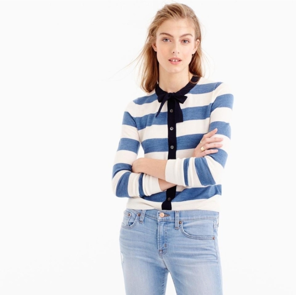 J.Crew Jackie Tie-Neck Cardigan Merino Wool Sweater Size XXS